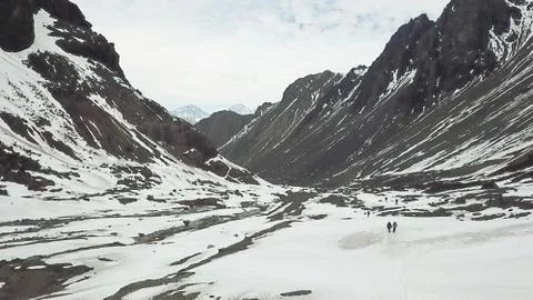 Landscape of mountain snow and valley in Santiago, Chile Stock Photos
