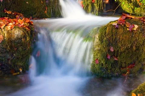 Landscape with mountain stream Stock Photos
