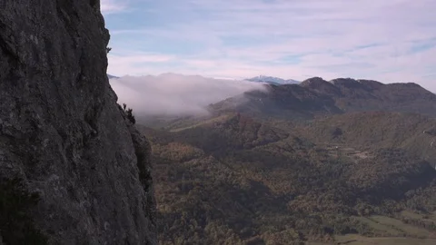Landscape mountain valley clouds Stock Footage 71722642