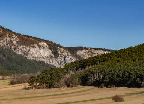 Landscape mountain view and cloudless sky Stock Photos