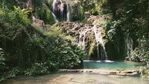 Landscape of mountain waterfall flowing in mountain. Stock Footage 114169538