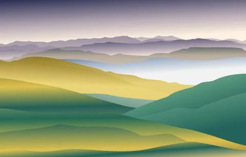 Landscape mountains and forest  . Stock Illustration