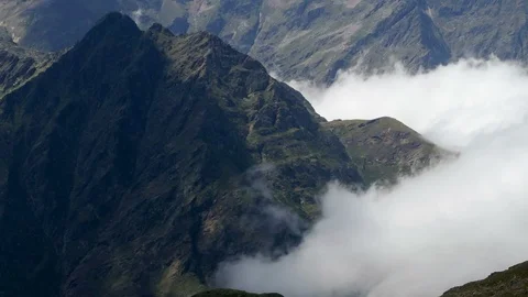 Landscape of mountains and mist. Hyper Lapse Stock Footage 86810495