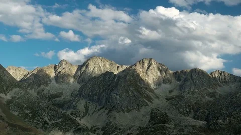 Landscape of mountains and sky with fast movement of clouds.Hyper lapse. Stock Footage 79787962