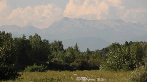 Landscape with mountains and trees Stock Footage 47992494