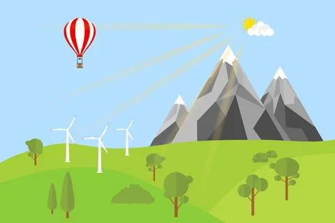 Landscape with mountains and trees Illustrazione stock