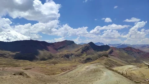 Landscape with mountains at the colored mountains in Cusco, Peru. Stock Footage 288620905