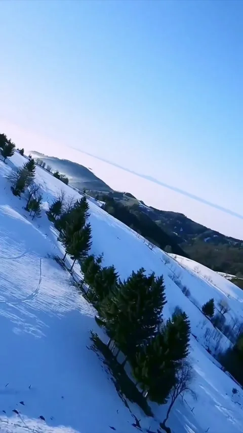 Landscape in the mountains covered with snow Stock Footage 273141637