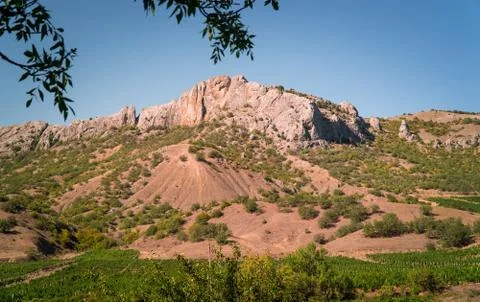 Landscape of mountains with different relief Stock Photos