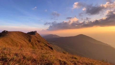 Landscape mountains forests sky in the evening Stock Footage 123649455