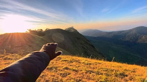 Landscape mountains forests sky in the evening Video stock 123649513