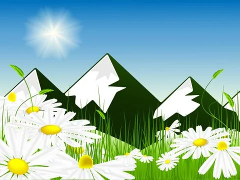 Landscape with mountains Stock Illustration