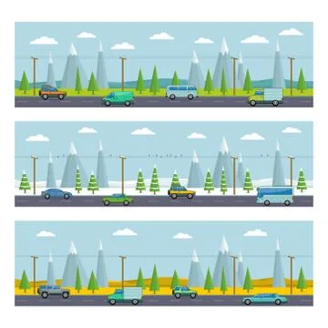 Landscape with mountains Stock Illustration