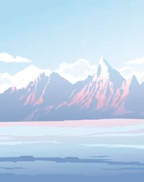 LANDSCAPE WITH MOUNTAINS Stock Illustration