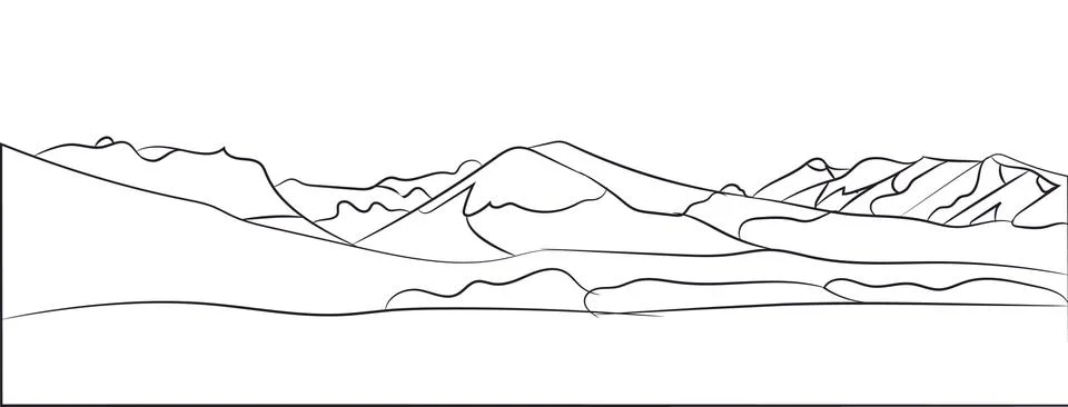 Landscape mountains, lines, vector Stock Illustration