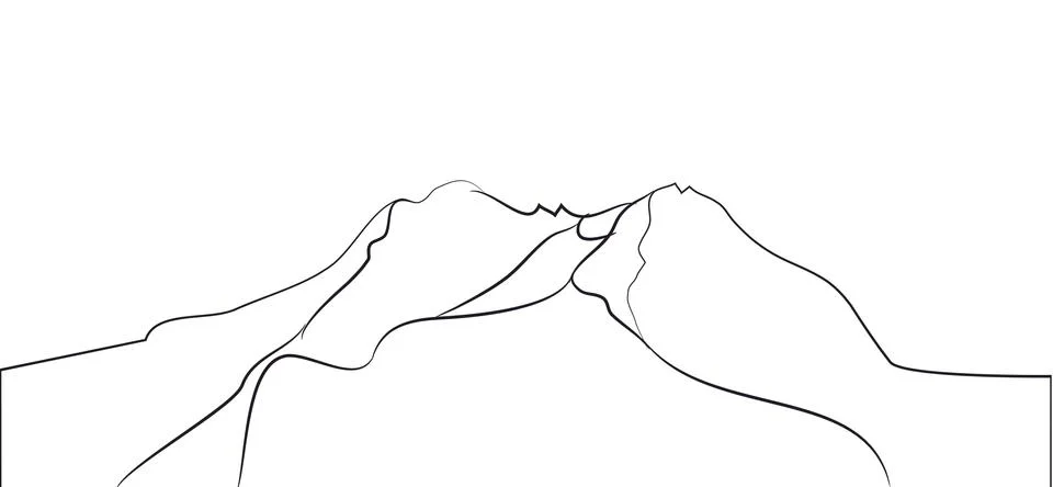 Landscape mountains, lines, vector Illustrazione stock