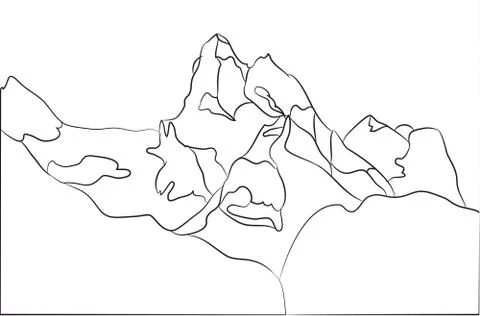 Landscape mountains, lines, vector Stock Illustration