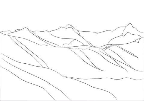 Landscape mountains, lines, vector Illustrazione stock