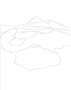 Landscape mountains, lines, vector, white background 스톡 일러스트