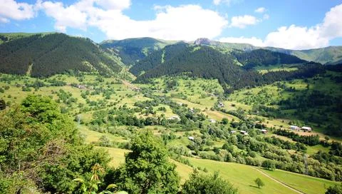 The landscape with mountains panoramic view Stock Photos