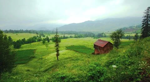 The landscape with mountains panoramic view Stock Photos