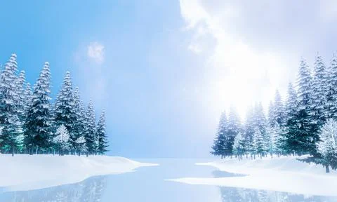 Landscape Mountains Pine forests. Pine forests where rivers flow into the sea Stock Photos