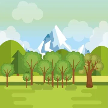Landscape with mountains scene Stock Illustration