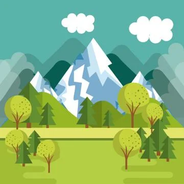 Landscape with mountains scene Stock Illustration