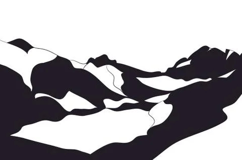 Landscape mountains, silhouette, vector Illustrazione stock