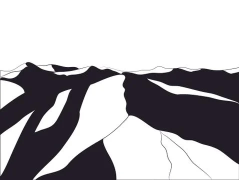 Landscape mountains, silhouette, vector Stock Illustration