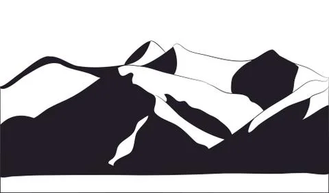 Landscape mountains, silhouette, vector Stock Illustration