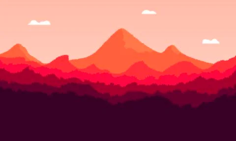 Landscape of mountains at sunset Stock Illustration