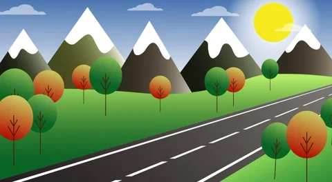 Landscape with a moving car on a highway Stock Footage 146975472