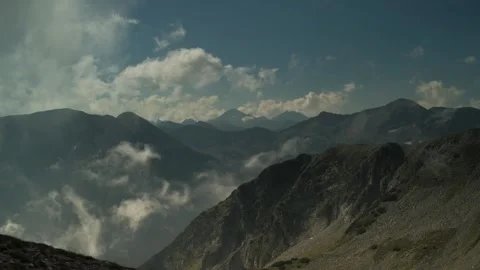 Landscape with moving clouds in Pirin mountain, Bulgaria. Stock Footage 327169042
