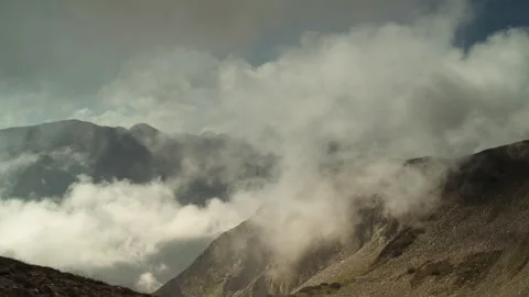 Landscape with moving clouds in Pirin mountain, Bulgaria. Stock Footage 327169043