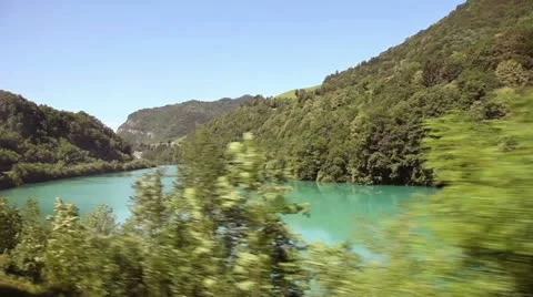 The landscape from the moving train Stock Footage 27791366