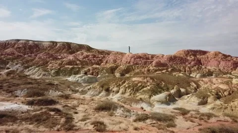 Landscape of multi-colored clay dunes. Mars on earth. Video frome drone. Stock Footage 233664227
