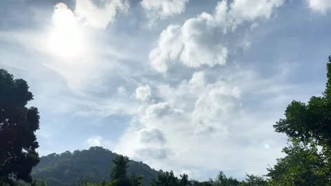 Landscape, Natural, Windblown, Movement Cloudy Light Blue Sky Background Stock Footage 273659621