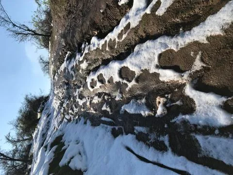 Landscape, nature and snow at mountains in Santiago, Chile Stock-Fotos