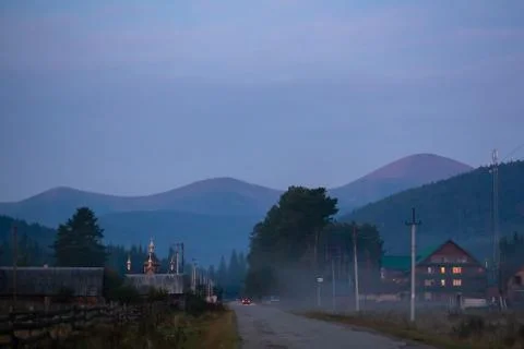 Landscape nature view background. View from street at a wonderful landscape n Stock Photos