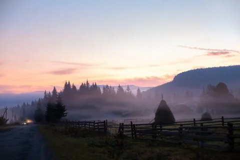 Landscape nature view background. View from street at a wonderful landscape n Stock Photos
