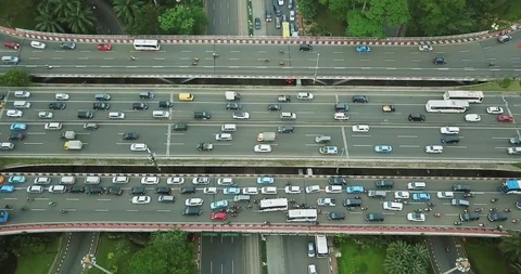 Landscape of new Semanggi bridge at rush hour Stock Footage 92199042