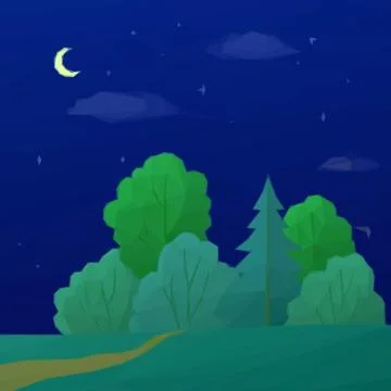 Landscape, Night Forest Low Poly Stock-Illustration
