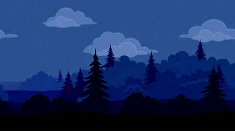 Landscape, night forest, seamless loop Stock Footage 47545717