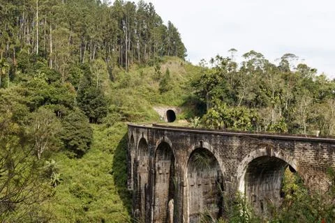 Landscape with Nine Arch Bridge Stock Photos