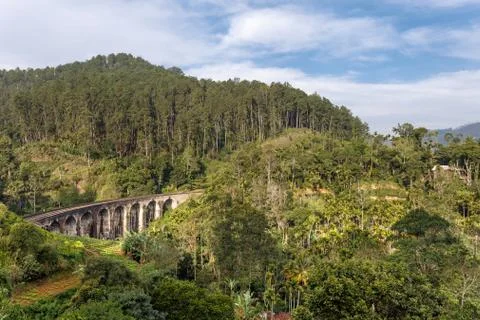 Landscape with Nine Arch Bridge Stock Photos