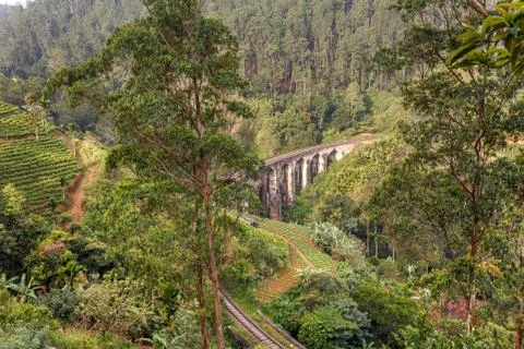 Landscape with Nine Arch Bridge Stock Photos