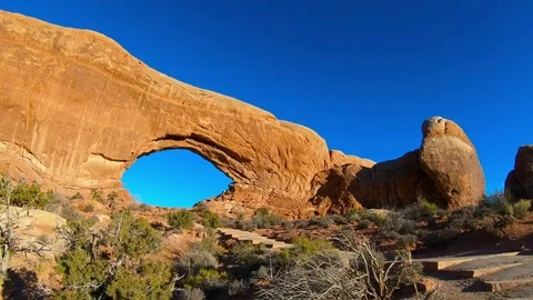 Landscape north window arch, Arches National Park Stock Footage 85042010