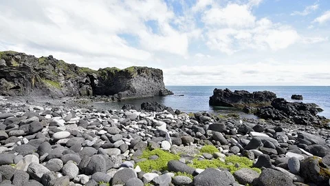 Landscape ocean in Hellnar, National park Snaefellsnes Peninsula, Iceland Stock Footage 93786233