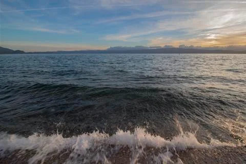 Landscape. Ohrid Lake at sunset. Stock Photos